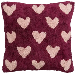 Sierkussen hart donker roze - l45xb45xh10cm