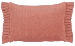 Sierkussen ruffled d.roze - l55xb35xh10cm