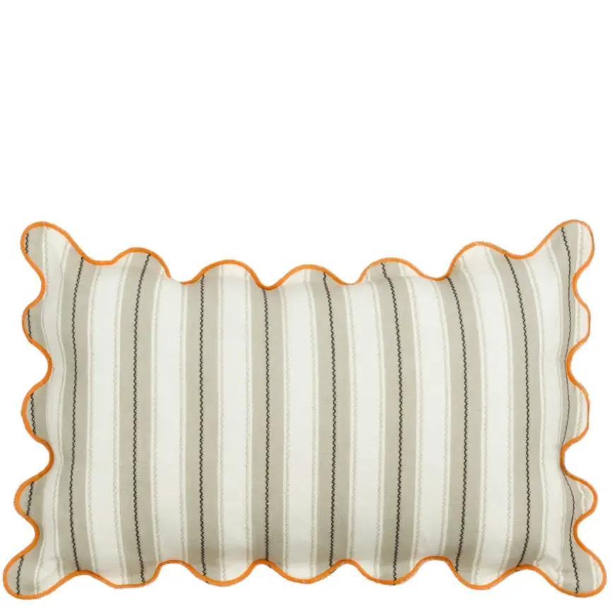 Sierkussen strepen taupe - l55xb35xh10cm