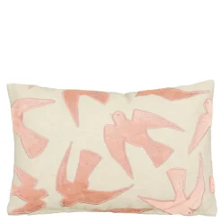 Sierkussen vogel licht roze - l55xb35xh10cm