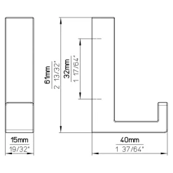 Siro jashaak Dax zwart zamak – geschikt voor lattenwand 1,5 cm – 1 stuk