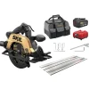 Accu Cirkelzaag|Zaagmachines & -tafels > SKIL 20V Cirkelzaag brushless 66mm 3575DB incl. geleiderails, accu 4.0Ah + snellader en opbergtas