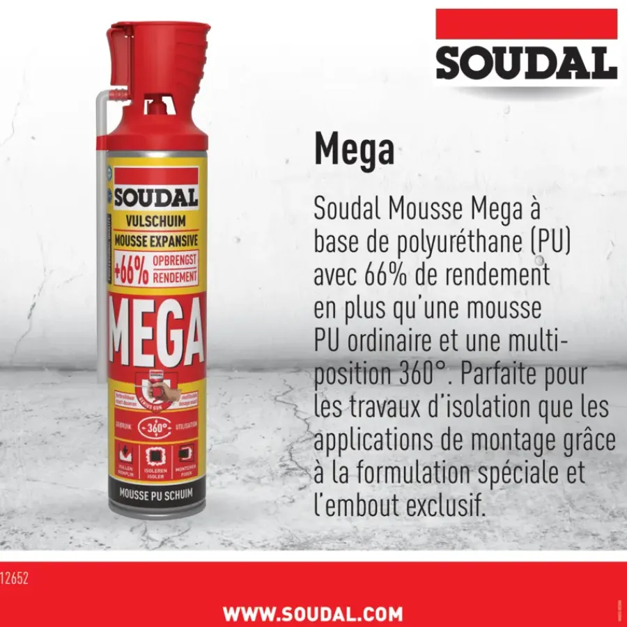 Isolatieschuim > Soudal pur bouwschuim high volume 600 ml