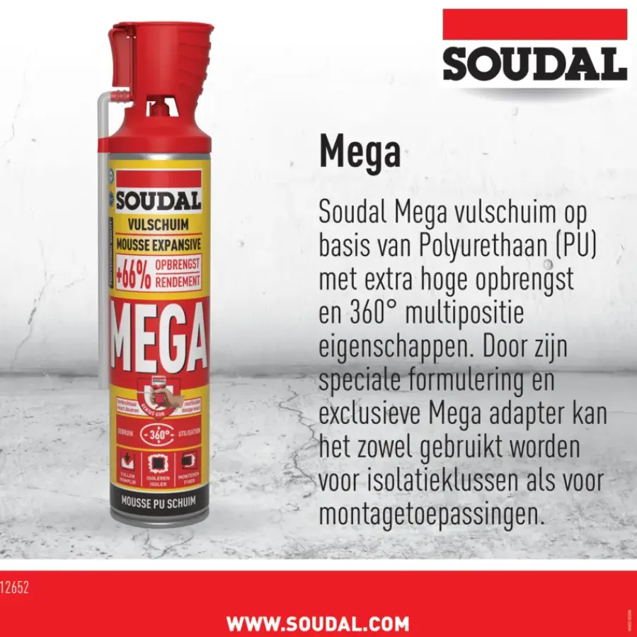 Isolatieschuim > Soudal pur bouwschuim high volume 600 ml