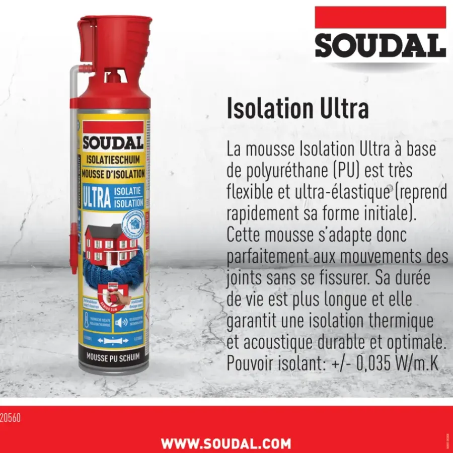 Isolatieschuim > Soudal pur bouwschuim ultra isolatie foam 600 ml