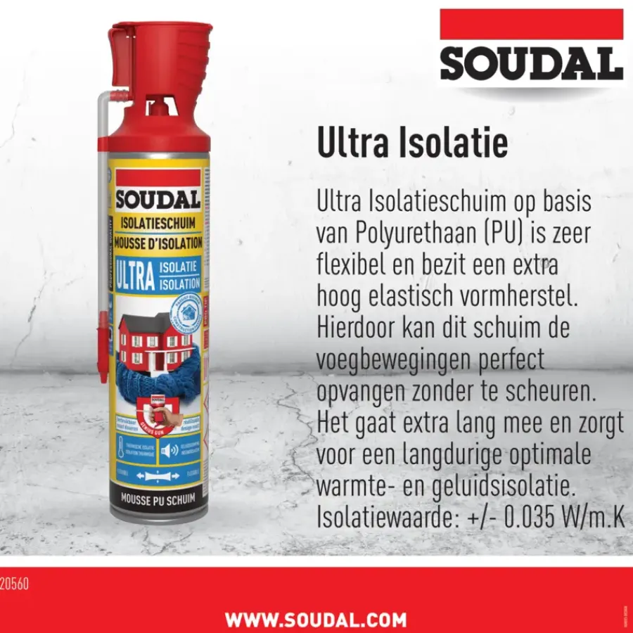 Isolatieschuim > Soudal pur bouwschuim ultra isolatie foam 600 ml