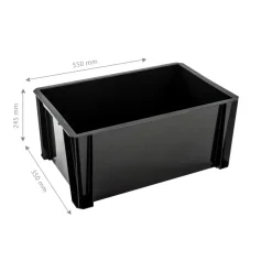 Stapelbare opbergbox Heavy Duty 36 liter zwart