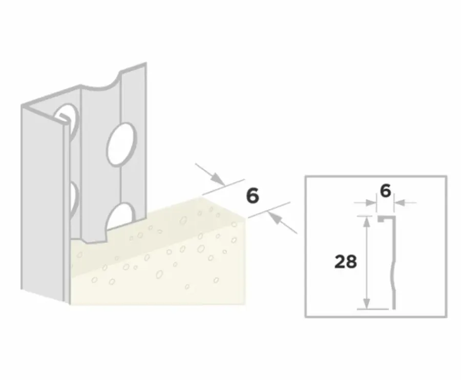 Gipsplaatbenodigdheden & Accessoires > Geen Stucstopprofiel aluzink staal voor 6 mm stucdikte 260 cm