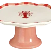 Taartschaal op voet kreeft rood - l29xb27,5xh11cm