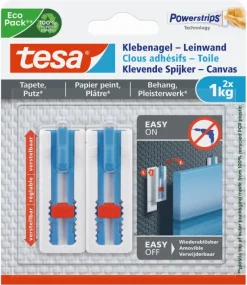 Tesa klevende spijker canvas voor behang en pleisterwerk verstelbaar wit 1 kg 2 stuks