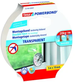 Montagetape > Tesa Powerbond montagetape transparant 19 mm x 5 m