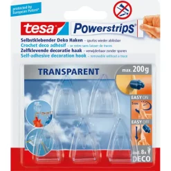 Tesa Powerstrips met haakje transparant (5 stuks)