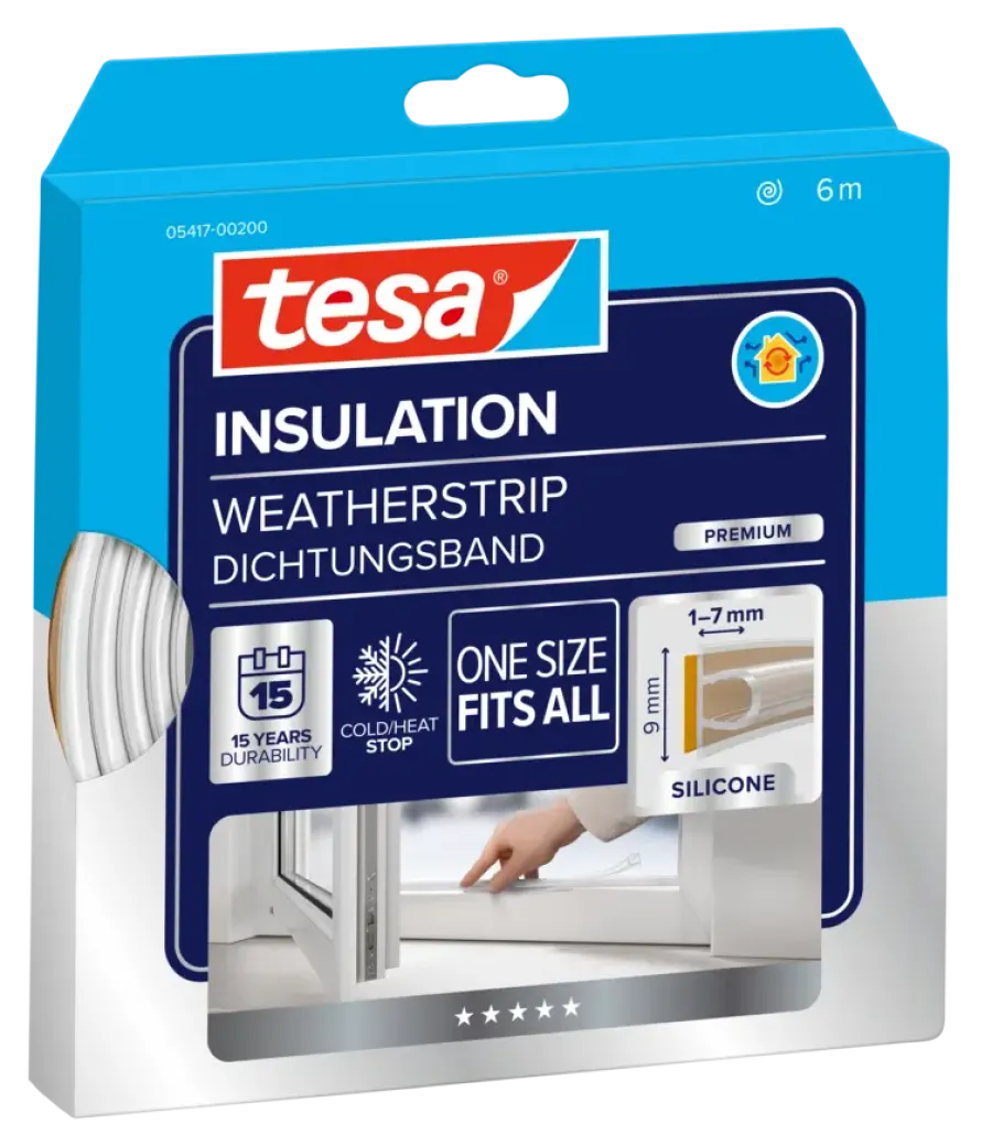 Tochtwering|Tochtstrips Deur > Tesa Premium Tochtband O-profiel zelfklevend transparant 6m