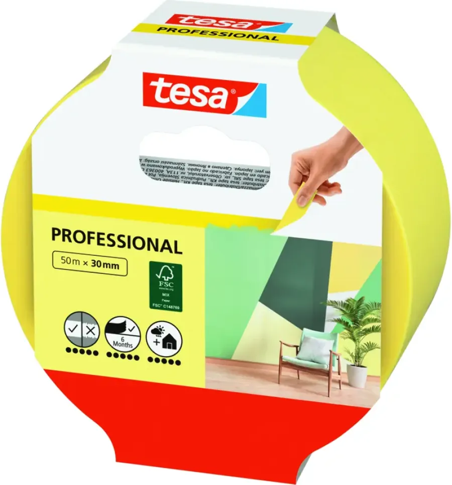 Afplaktape > Tesa Professional Indoor schilderstape 50 m x 30 mm
