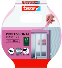 Afplaktape > Tesa Professional Sensitive schilderstape roze 25 mm x 25 m