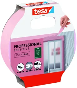 Afplaktape > Tesa Professional Sensitive schilderstape roze 25 mm x 25 m