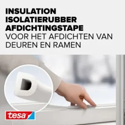 Tochtwering|Tochtstrips Deur > Tesa Tochtband D-profiel zelfklevend wit 6m