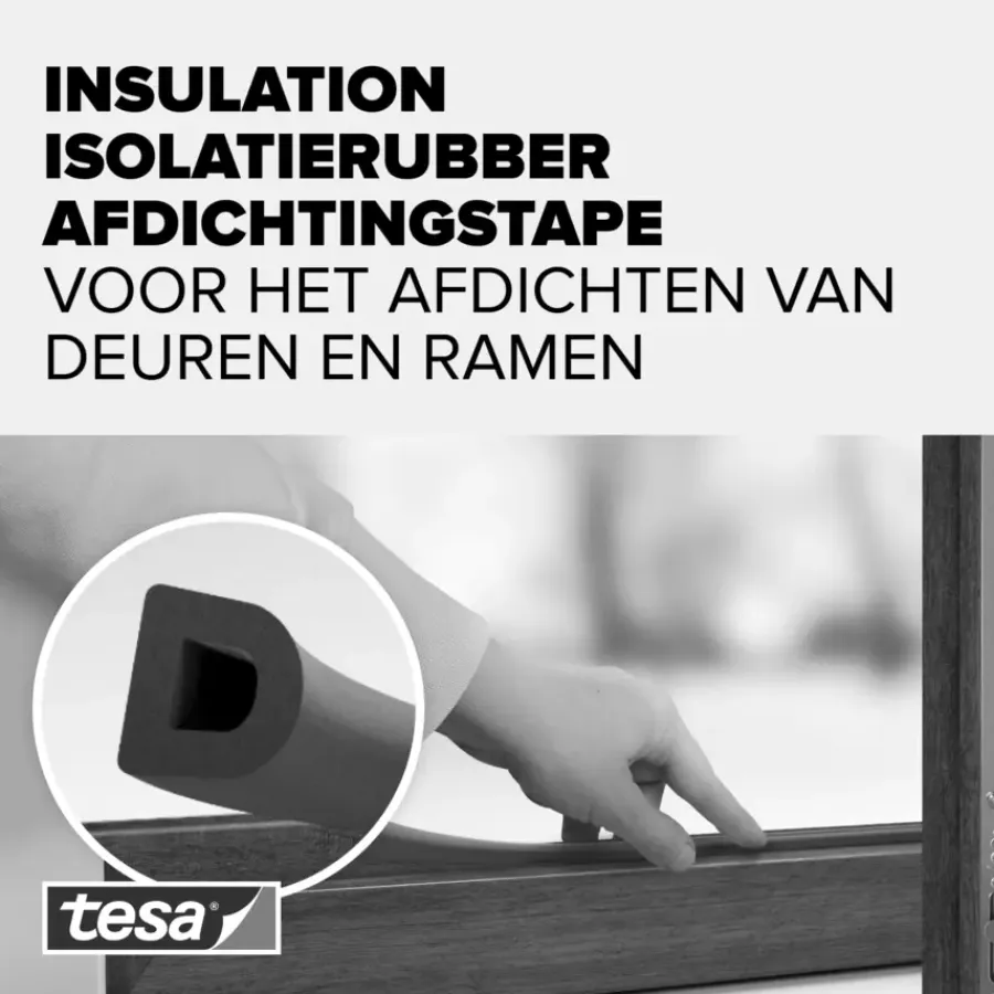 Tochtwering|Tochtstrips Deur > Tesa Tochtband D-profiel zelfklevend bruin 6m