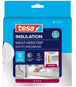 Tochtwering|Tochtstrips Deur > Tesa Tochtband E-profiel zelfklevend wit 25m