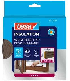 Tochtwering|Tochtstrips Deur > Tesa Tochtband E-profiel zelfklevend bruin 25m