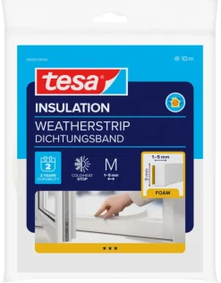 Tochtwering|Tochtstrips Deur > Tesa Tochtband I-profiel zelfklevend wit 9mm x 10m