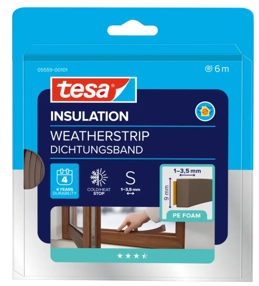 Tochtwering|Tochtstrips Deur > Tesa Tochtband I-profiel zelfklevend bruin 6m