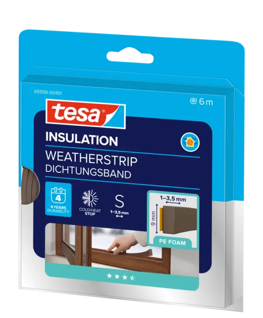 Tochtwering|Tochtstrips Deur > Tesa Tochtband I-profiel zelfklevend bruin 6m