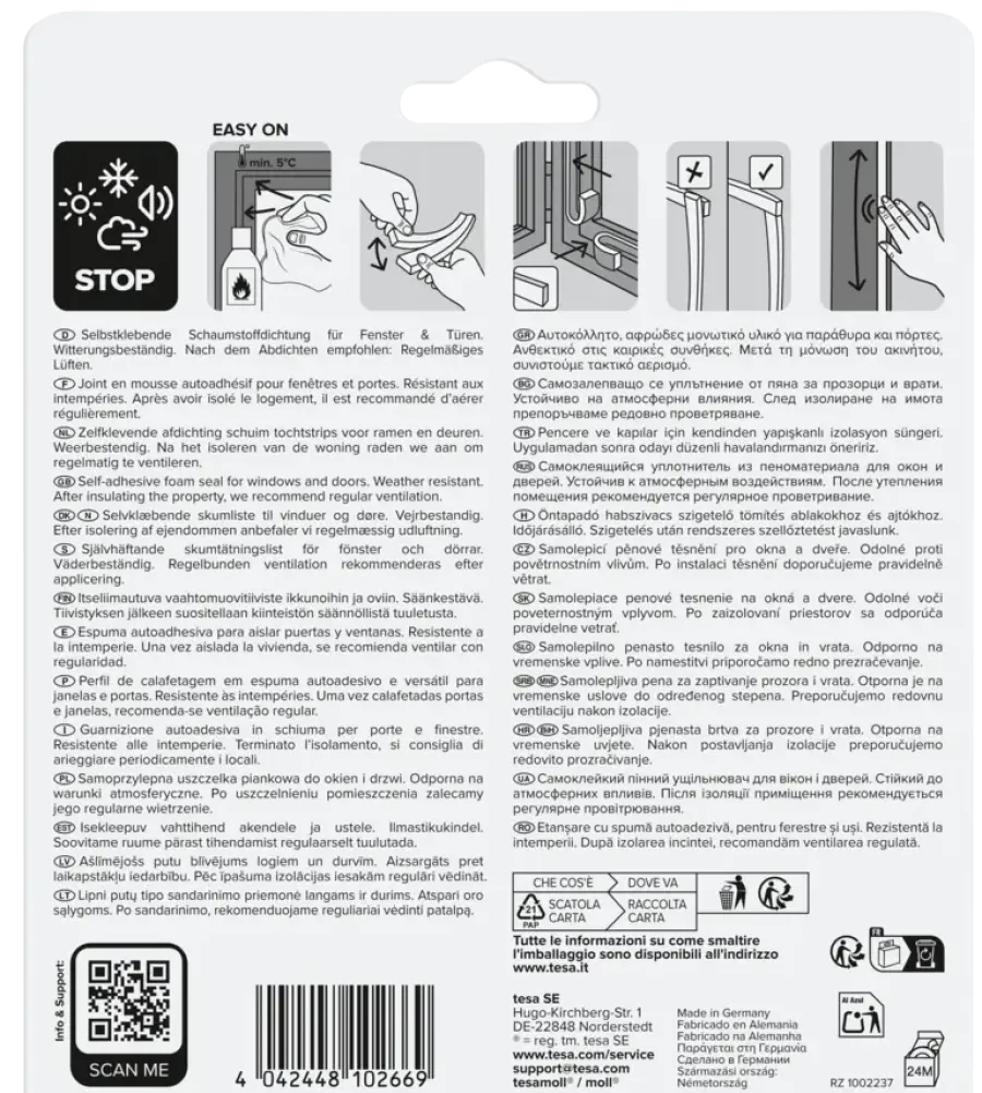 Tochtwering|Tochtstrips Deur > Tesa Tochtband I-profiel zelfklevend bruin 6m