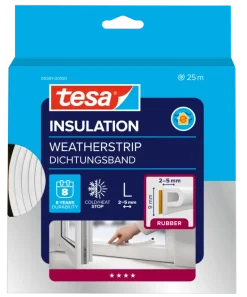 Tochtwering|Tochtstrips Deur > Tesa Tochtband P-profiel zelfklevend wit 25m