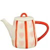 Theepot hart roze rood - l22,5xb12xh16cm