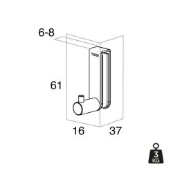 Tiger haak mat zwart voor douchecabine 6–8 mm