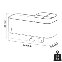 Tiger Opbergbakje 2-store met handdoekhaak en tandenborstelhouder 25 cm wit