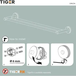 Tiger Orion Handdoekrek dubbel 60cm - Zwart