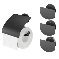 Tiger Orion Toiletrolhouder met klep - Zwart