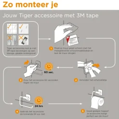 Tiger toiletborstelhouder Tune hangend RVS