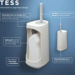 Tiger Toiletborstelhouder TESS met opbergfunctie vrijstaand en Swoop borstel flexibel wit/lichtgrijs