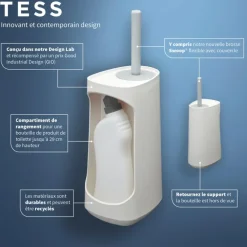 Tiger Toiletborstelhouder TESS met opbergfunctie vrijstaand en Swoop borstel flexibel wit/lichtgrijs