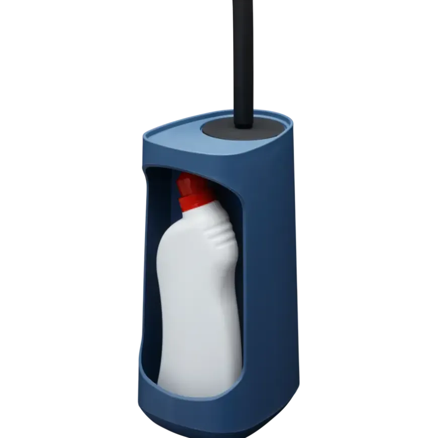 Tiger Toiletborstelhouder TESS met opbergfunctie vrijstaand en Swoop borstel flexibel blauw/zwart