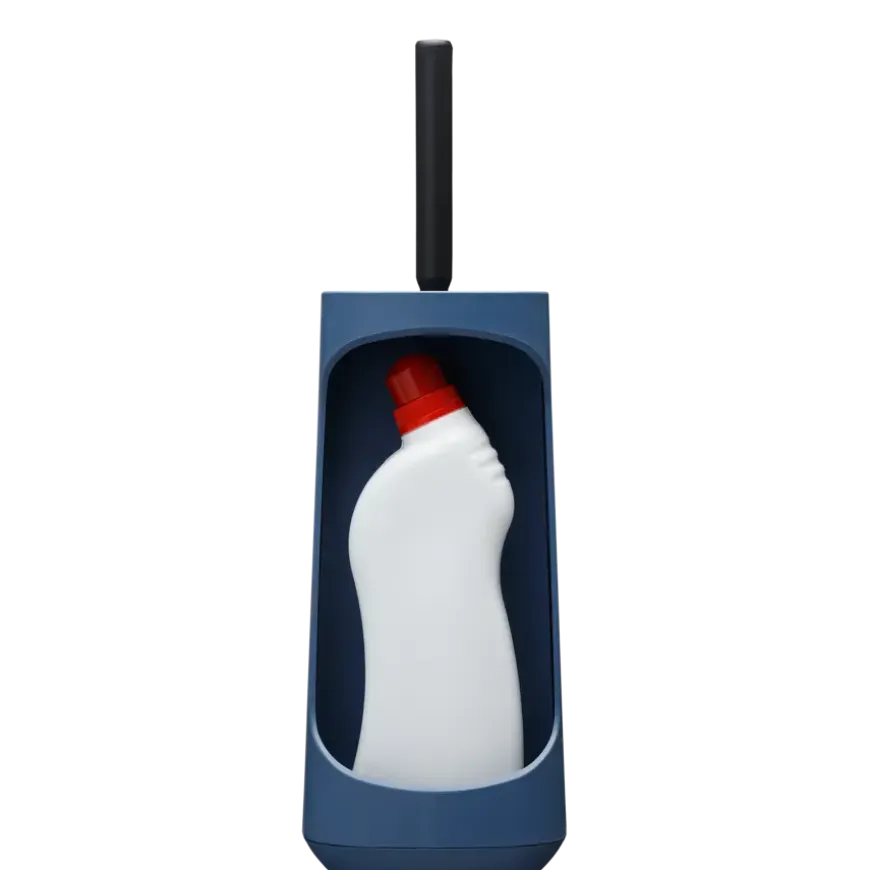 Tiger Toiletborstelhouder TESS met opbergfunctie vrijstaand en Swoop borstel flexibel blauw/zwart