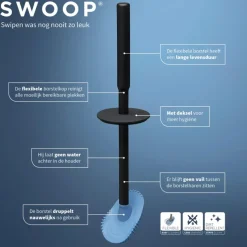 Tiger Toiletborstelhouder TESS met opbergfunctie vrijstaand en Swoop borstel flexibel blauw/zwart