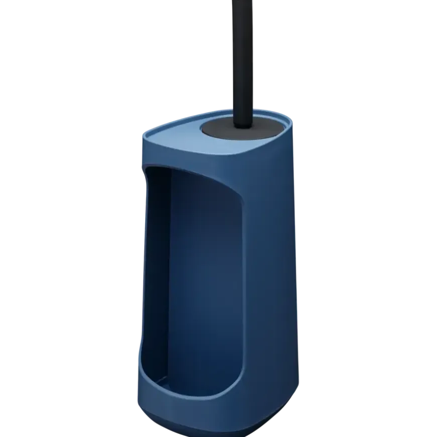 Tiger Toiletborstelhouder TESS met opbergfunctie vrijstaand en Swoop borstel flexibel blauw/zwart