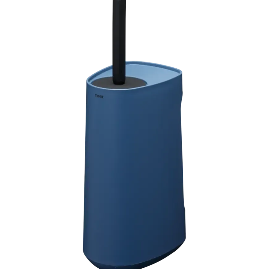 Tiger Toiletborstelhouder TESS met opbergfunctie vrijstaand en Swoop borstel flexibel blauw/zwart