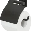Tiger toiletrolhouder Colar met klep Zwart