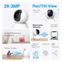 Elektronische Beveiliging > Tapo TP-Link TC71 beveiligingscamera voor binnen 2K 3MP bedraad Pan/Tilt