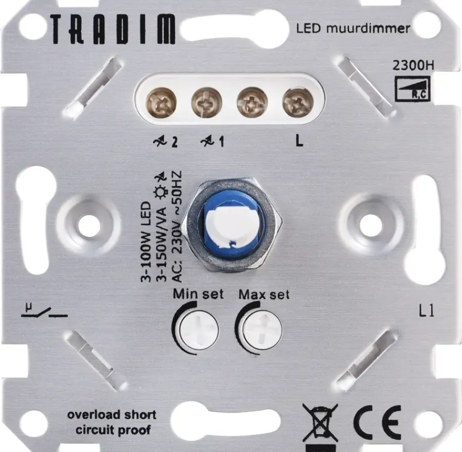 Dimmers|Inbouw Schakelmateriaal > Tradim LED inbouwdimmer 150W/VA - 100W