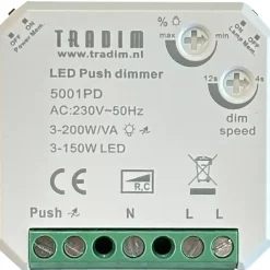 Dimmers|Inbouw Schakelmateriaal > Tradim LED Pulsdimmer 3-200W