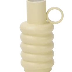 Vaas keramiek geribbeld geel 18 cm