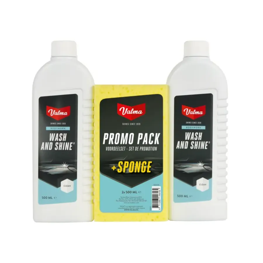 Auto Reinigings- & Poetsmiddelen > Valma Wash and Shine + Spons S05G 2x500ml