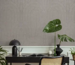 Viltpanelen|Wandpanelen > Silentlines Viltpaneel gebogen lijnen taupe 120x60 cm 2 stuks