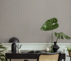 Viltpanelen|Wandpanelen > Silentlines Viltpaneel gebogen lijnen zand 120x60 cm 2 stuks